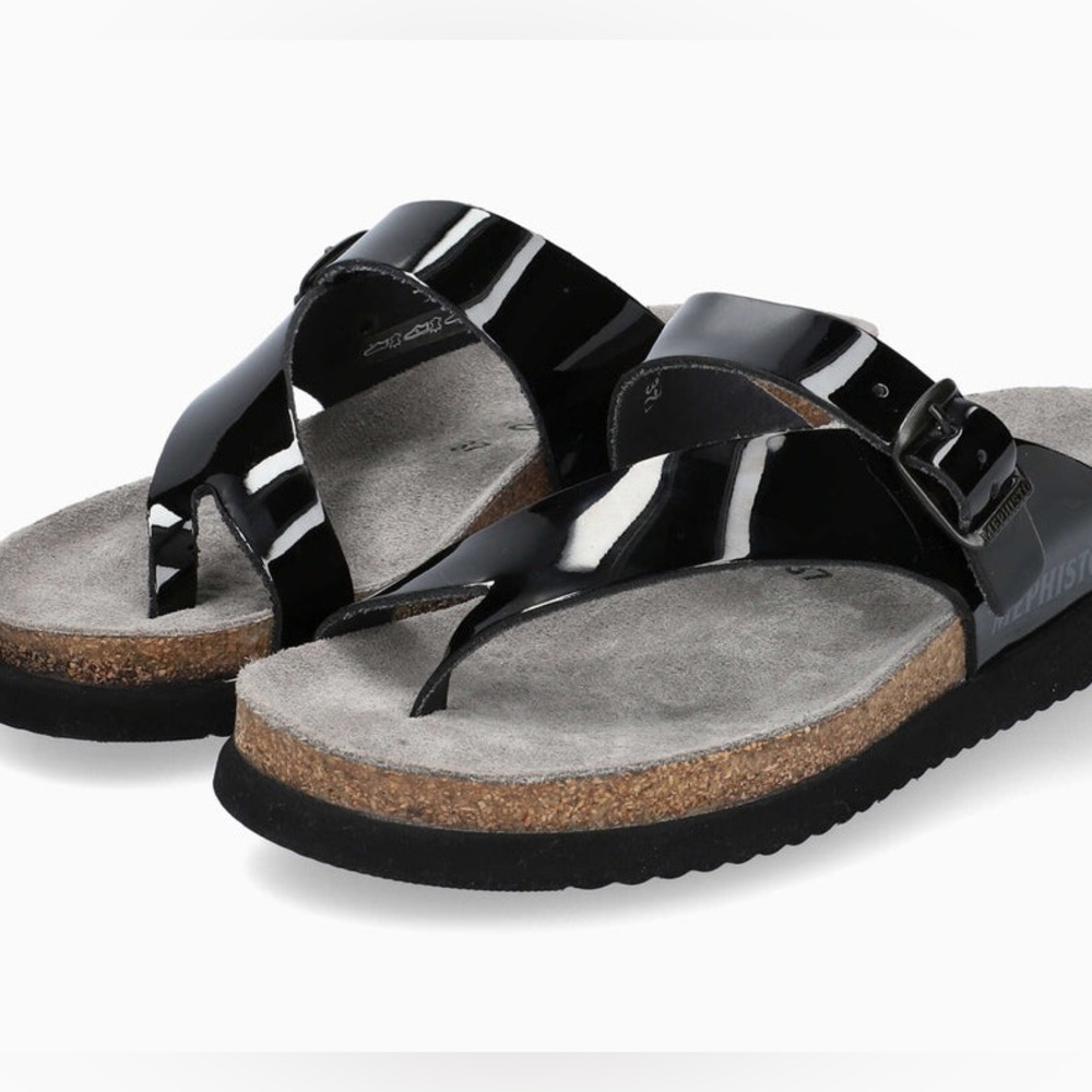 Helen Toe Post Black Ladies Mephisto Sandals made in France size 37 US 7
